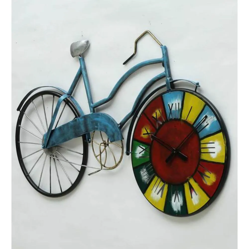 The Multicolor Wheel Cycle Clock Metal Walll Art