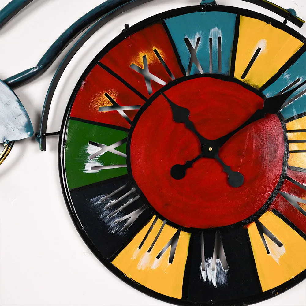 The Multicolor Wheel Cycle Clock Metal Walll Art