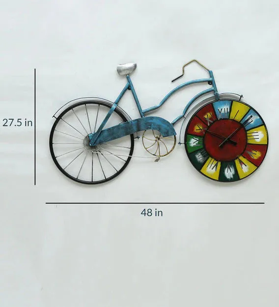 The Multicolor Wheel Cycle Clock Metal Walll Art