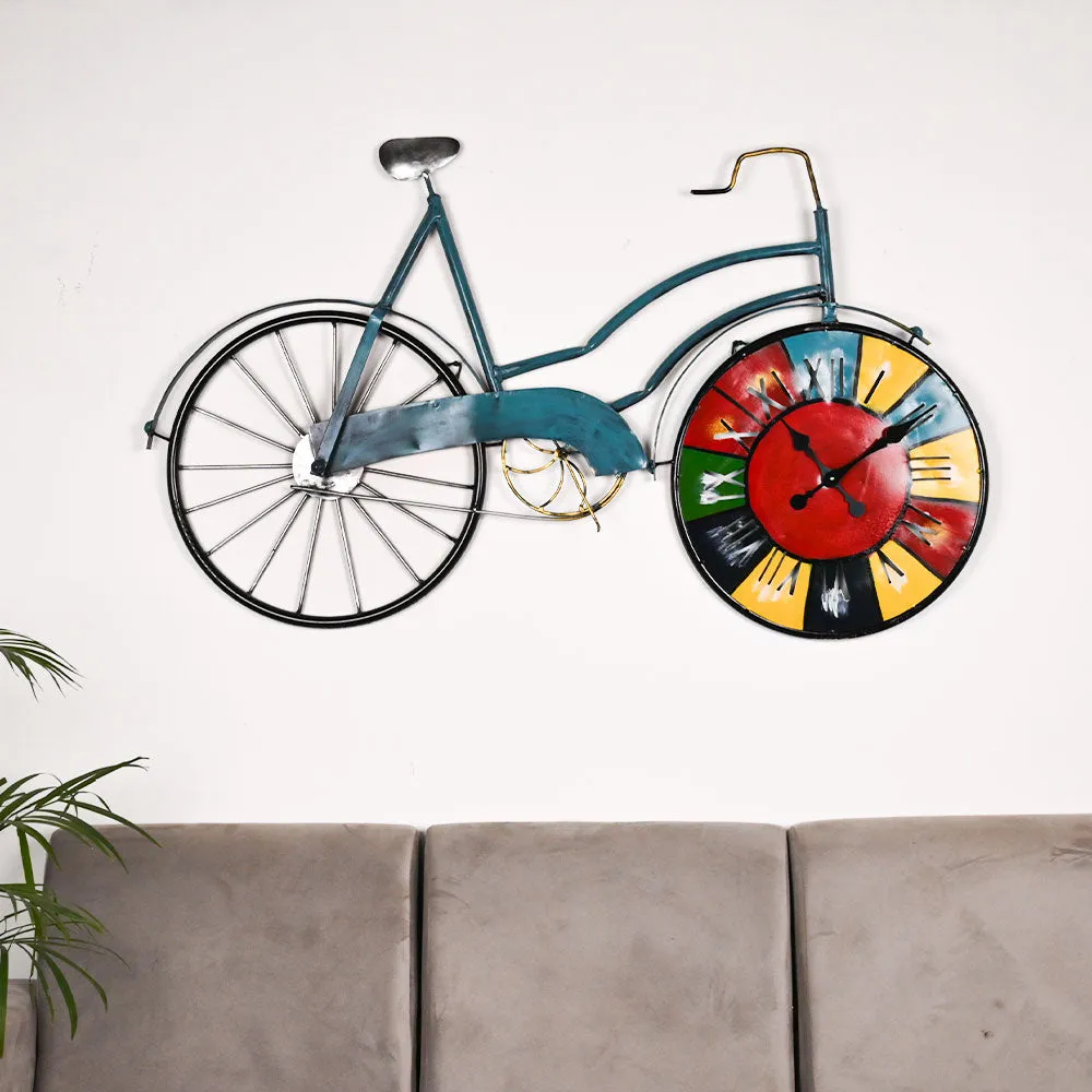 The Multicolor Wheel Cycle Clock Metal Walll Art