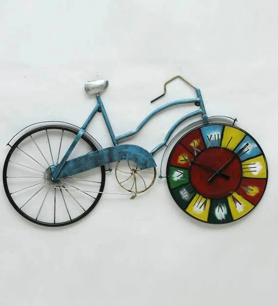 The Multicolor Wheel Cycle Clock Metal Walll Art