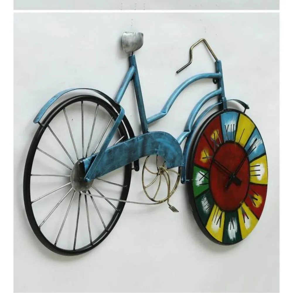 The Multicolor Wheel Cycle Clock Metal Walll Art