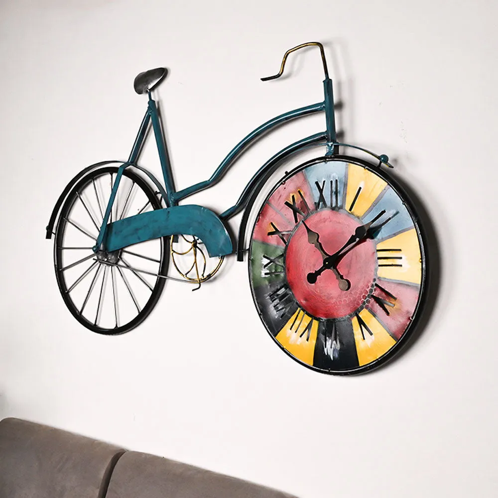 The Multicolor Wheel Cycle Clock Metal Walll Art
