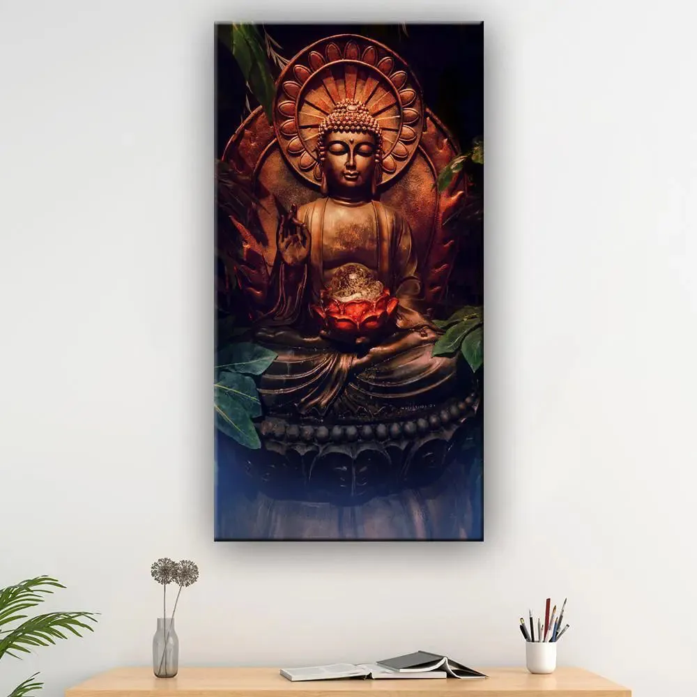 The Mystique of Buddha Wood Stretched Wall Painting With Frame