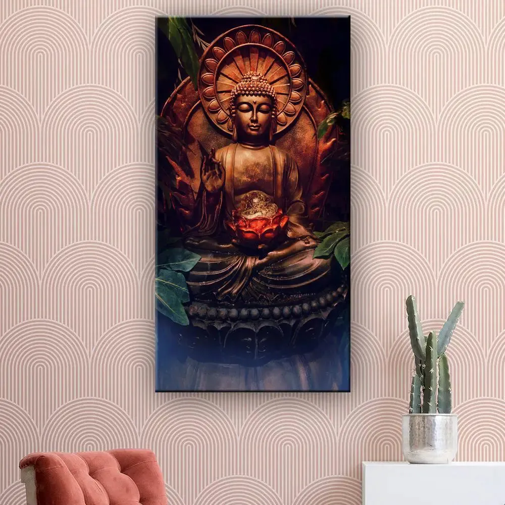 The Mystique of Buddha Wood Stretched Wall Painting With Frame
