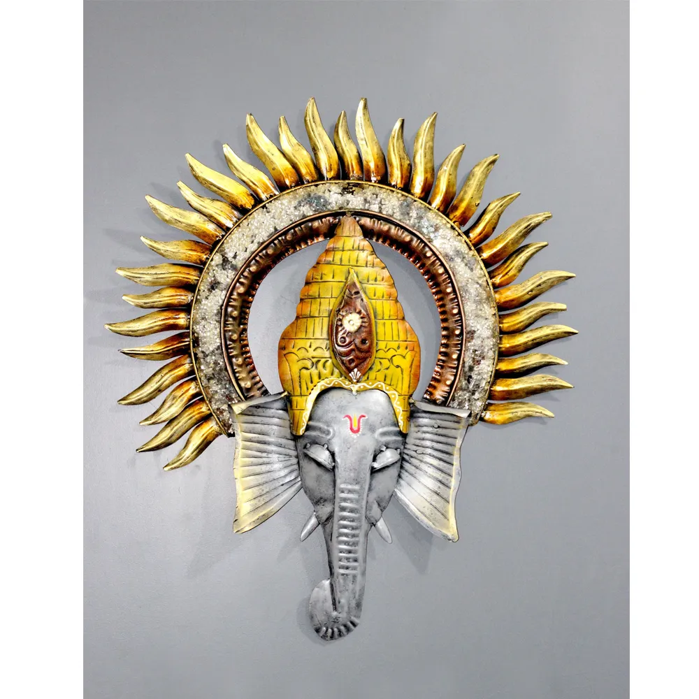The Peaceful Countenance Of Ganesha Metal Wall Art