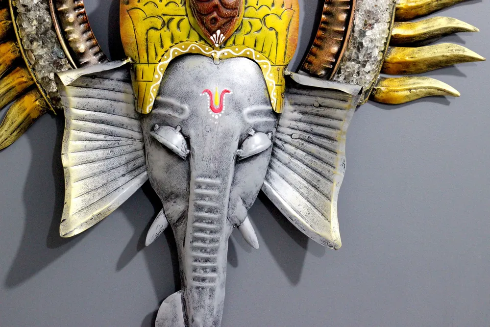 The Peaceful Countenance Of Ganesha Metal Wall Art