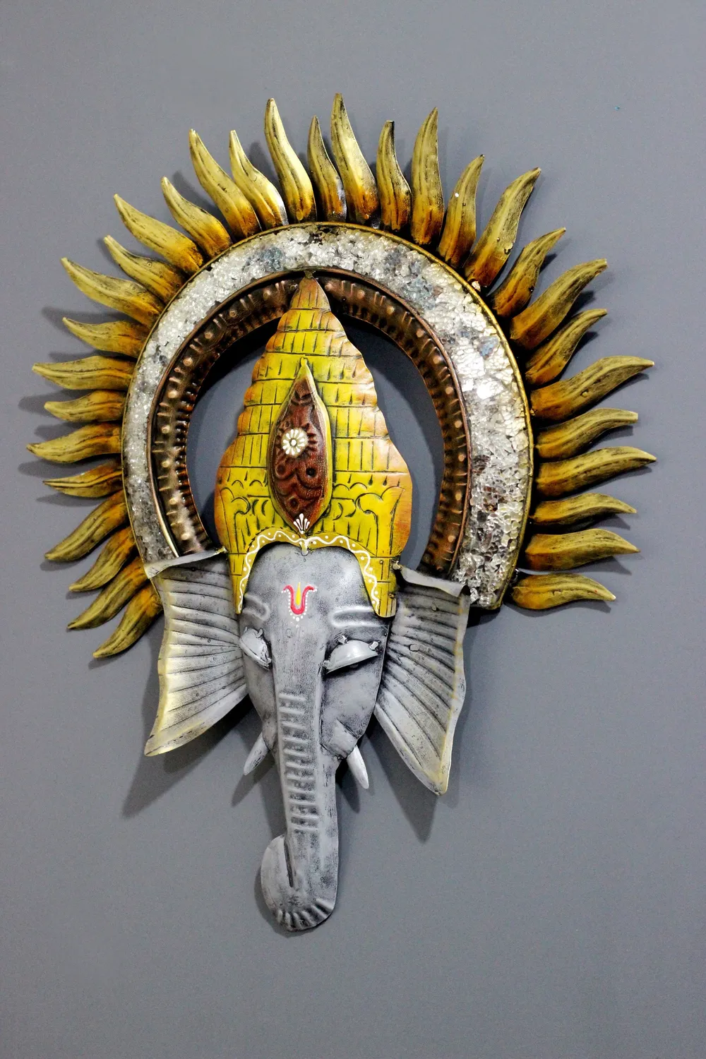 The Peaceful Countenance Of Ganesha Metal Wall Art