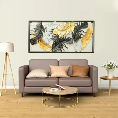 The Piece with the Golden Grid and Discs Wall Art