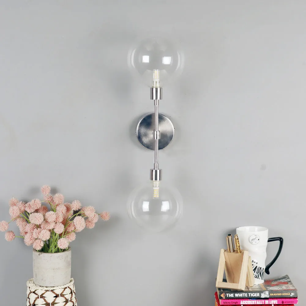 The Proud Orb' Dual Glass Ball Sconce Silver Finish