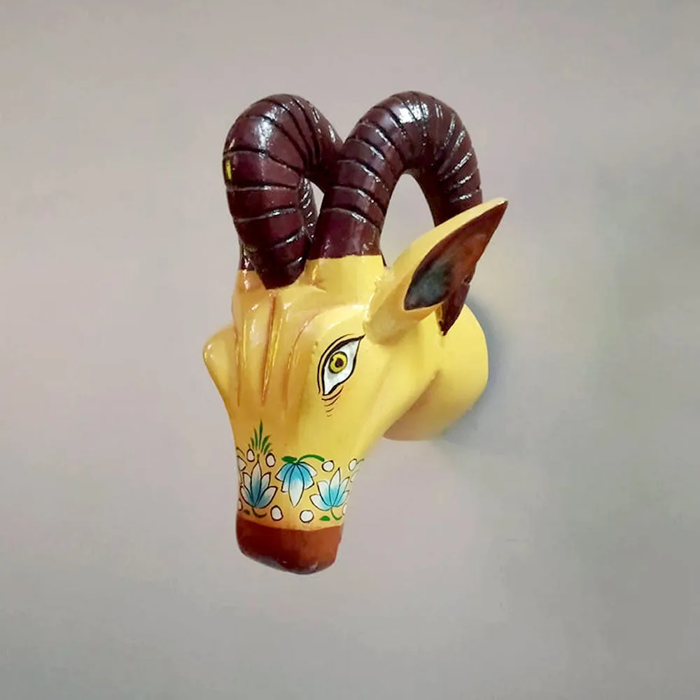 The Raging Bull Yellow Handpainted Wooden Wall Decor
