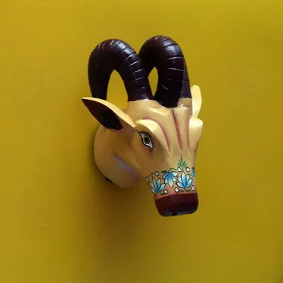 The Raging Bull Yellow Handpainted Wooden Wall Decor