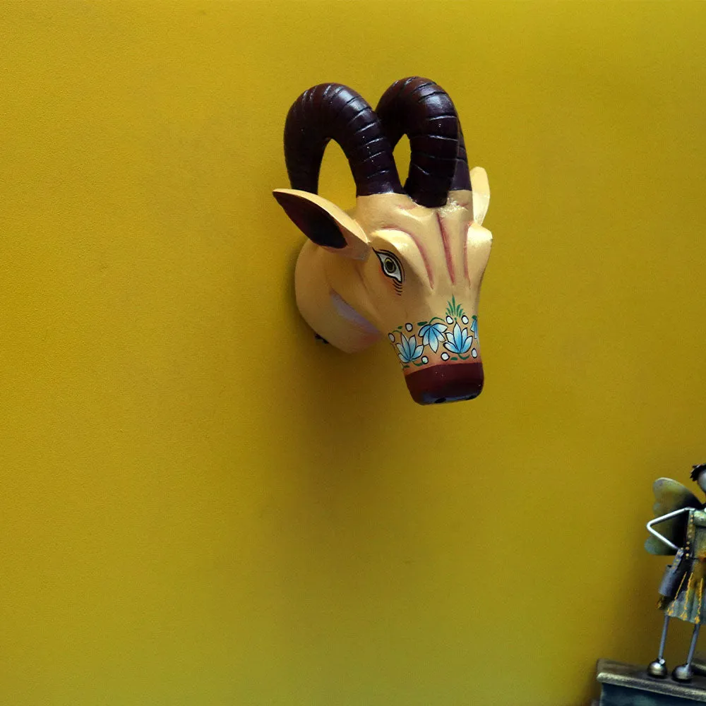 The Raging Bull Yellow Handpainted Wooden Wall Decor
