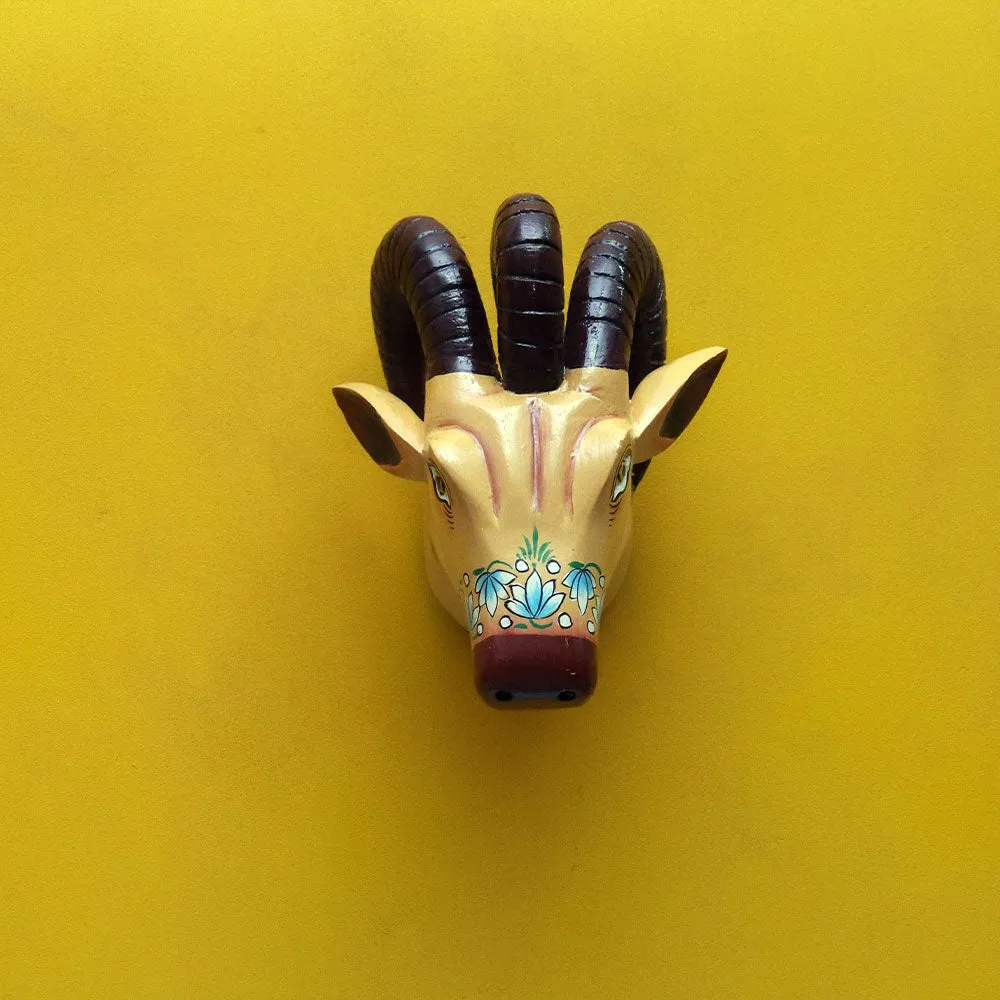 The Raging Bull Yellow Handpainted Wooden Wall Decor