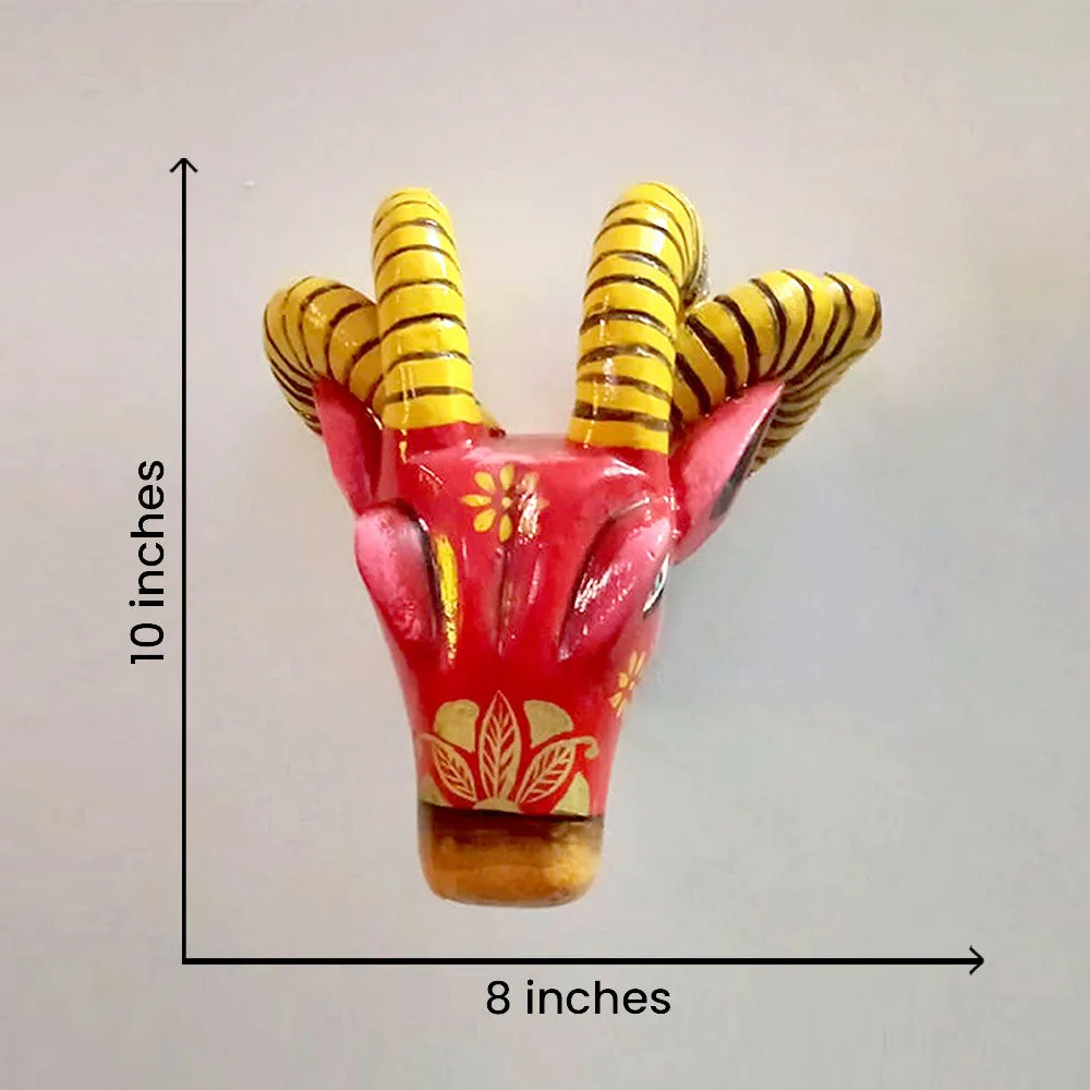 The Raging Red Bull Head Wooden Wall Decor