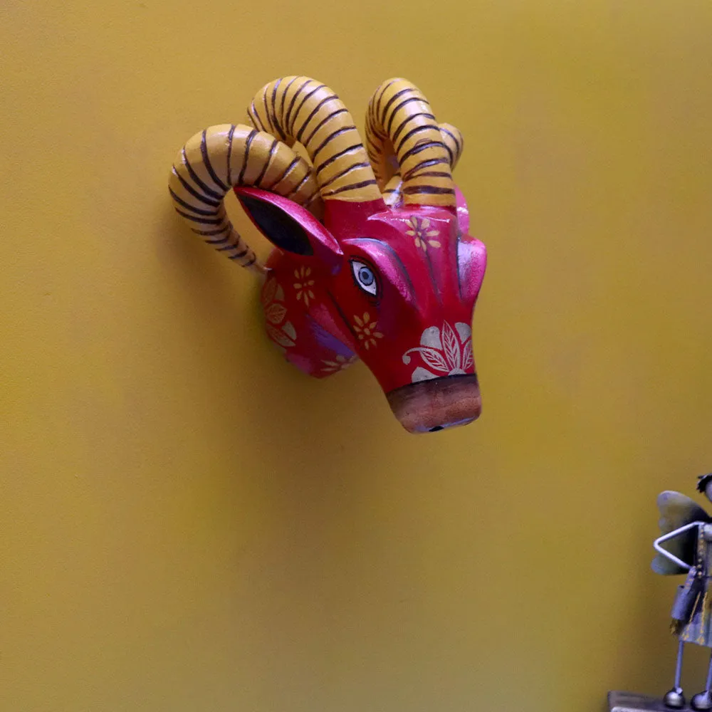 The Raging Red Bull Head Wooden Wall Decor