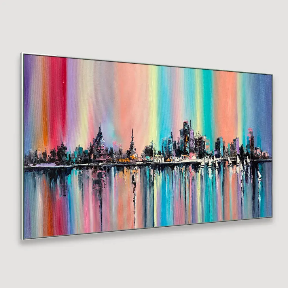 The Rainbow City Abstract Framed Wall art With Frame