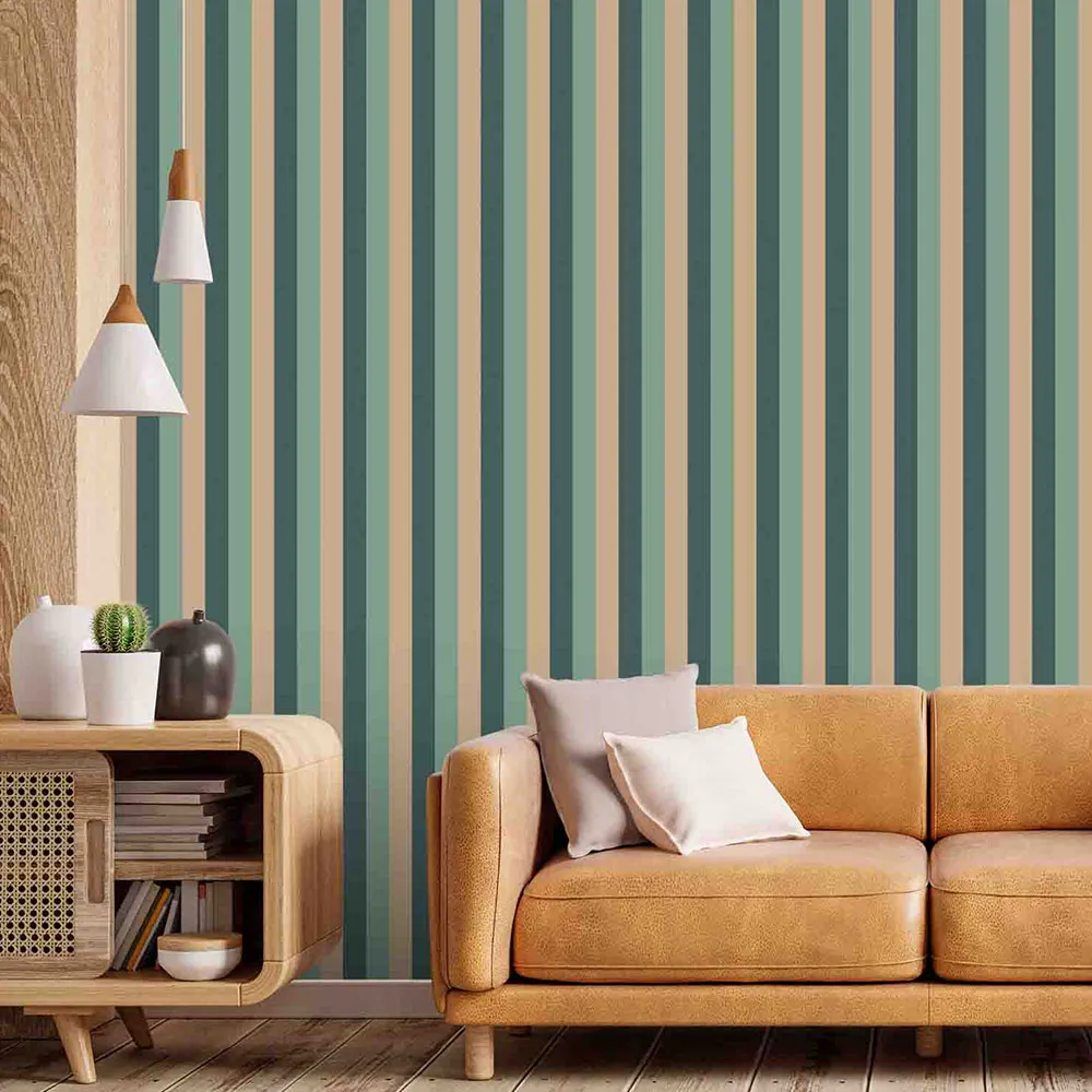 The Regimental Stripes Premium Wallpaper- The Art Of Gravure green & Blue