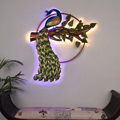 The Resting Peacock Beauty Metal Wall Art With LED Lights