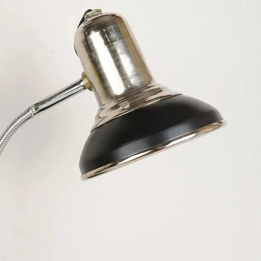 The Royal Chrome Mini Study Lamp With Sturdy Round Base & Adjustable Neck- Silver