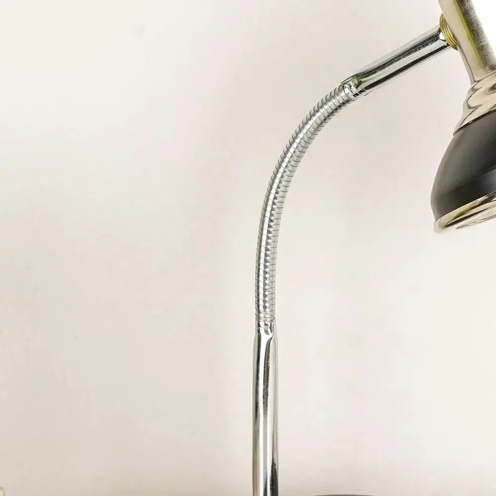 The Royal Chrome Mini Study Lamp With Sturdy Round Base & Adjustable Neck- Silver