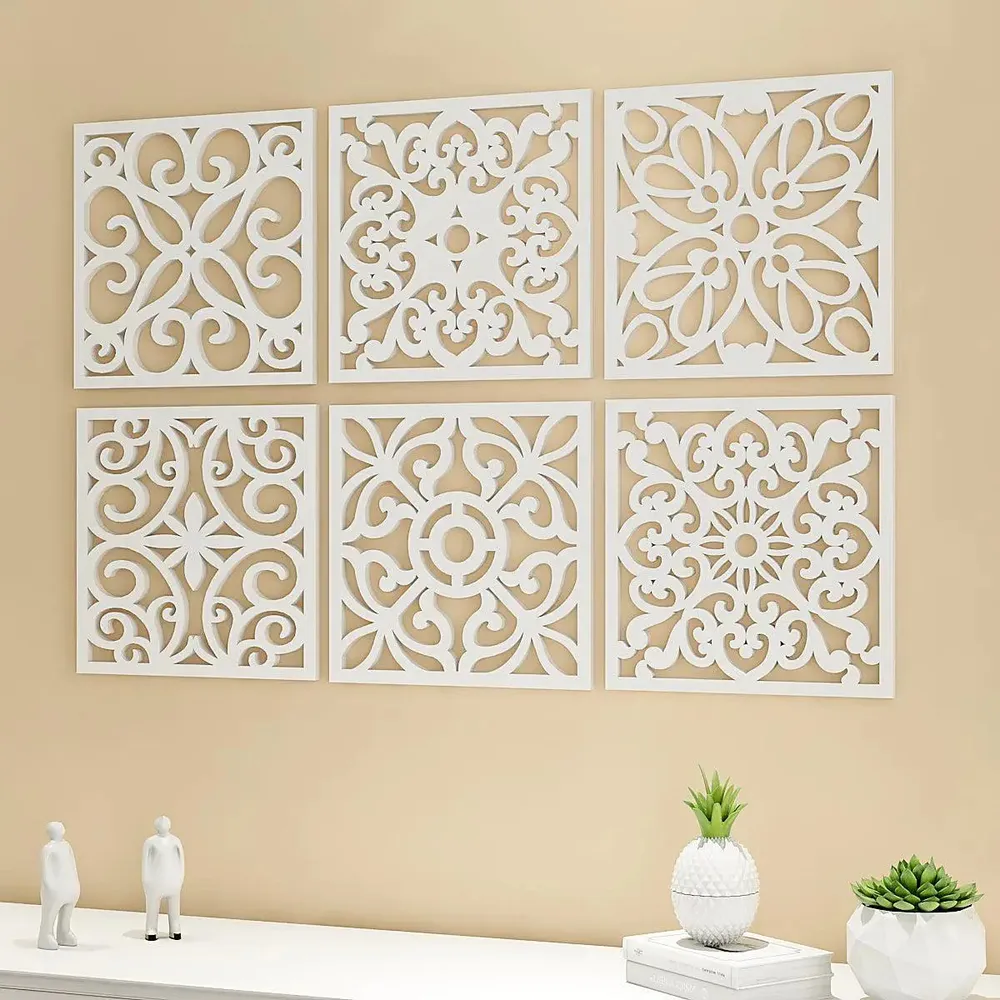 The Royal Moroccan Wooden MoroccanTiles Wall Art- Set of 6