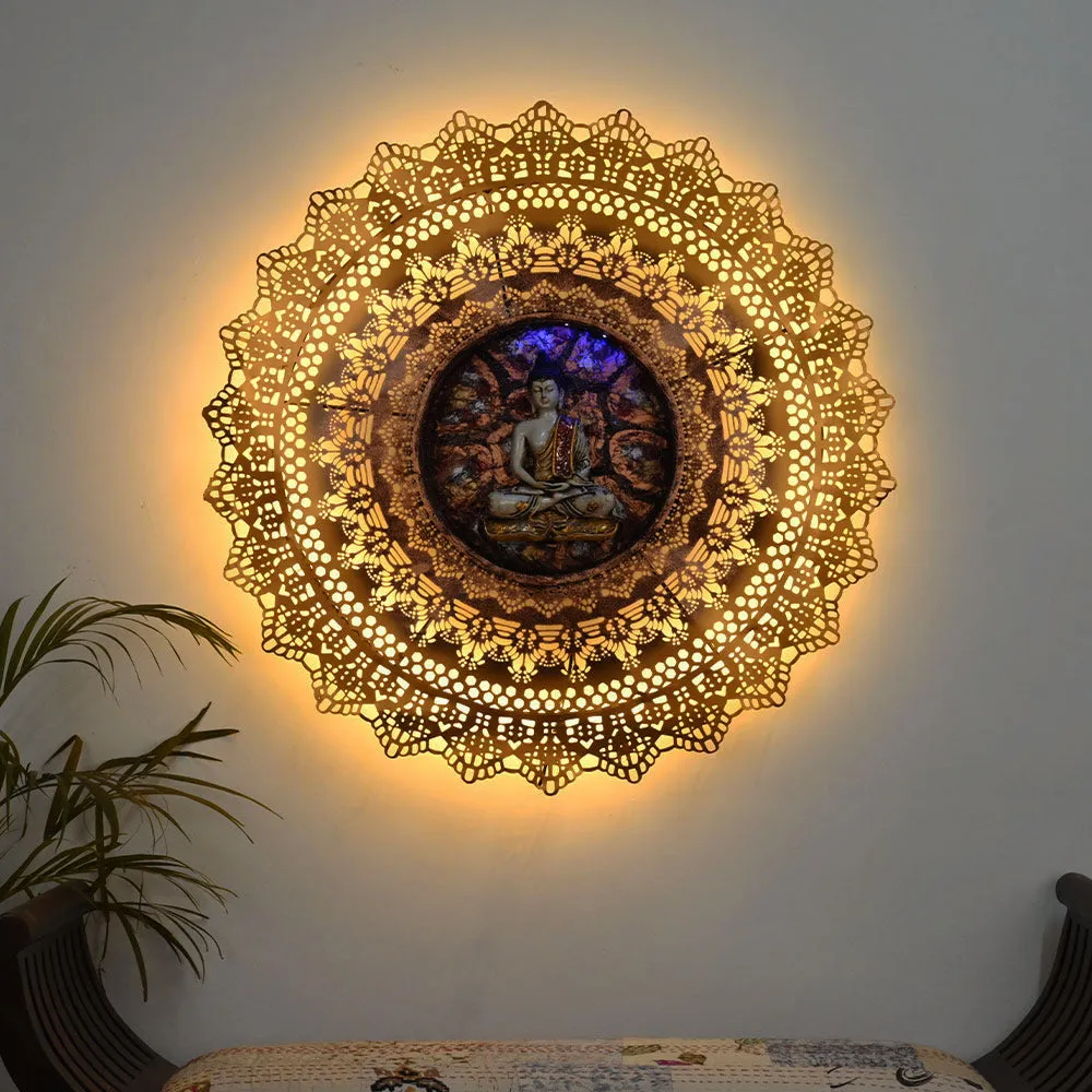 The Sacred Halo Of Buddha Metal Wall Art With Led Lights