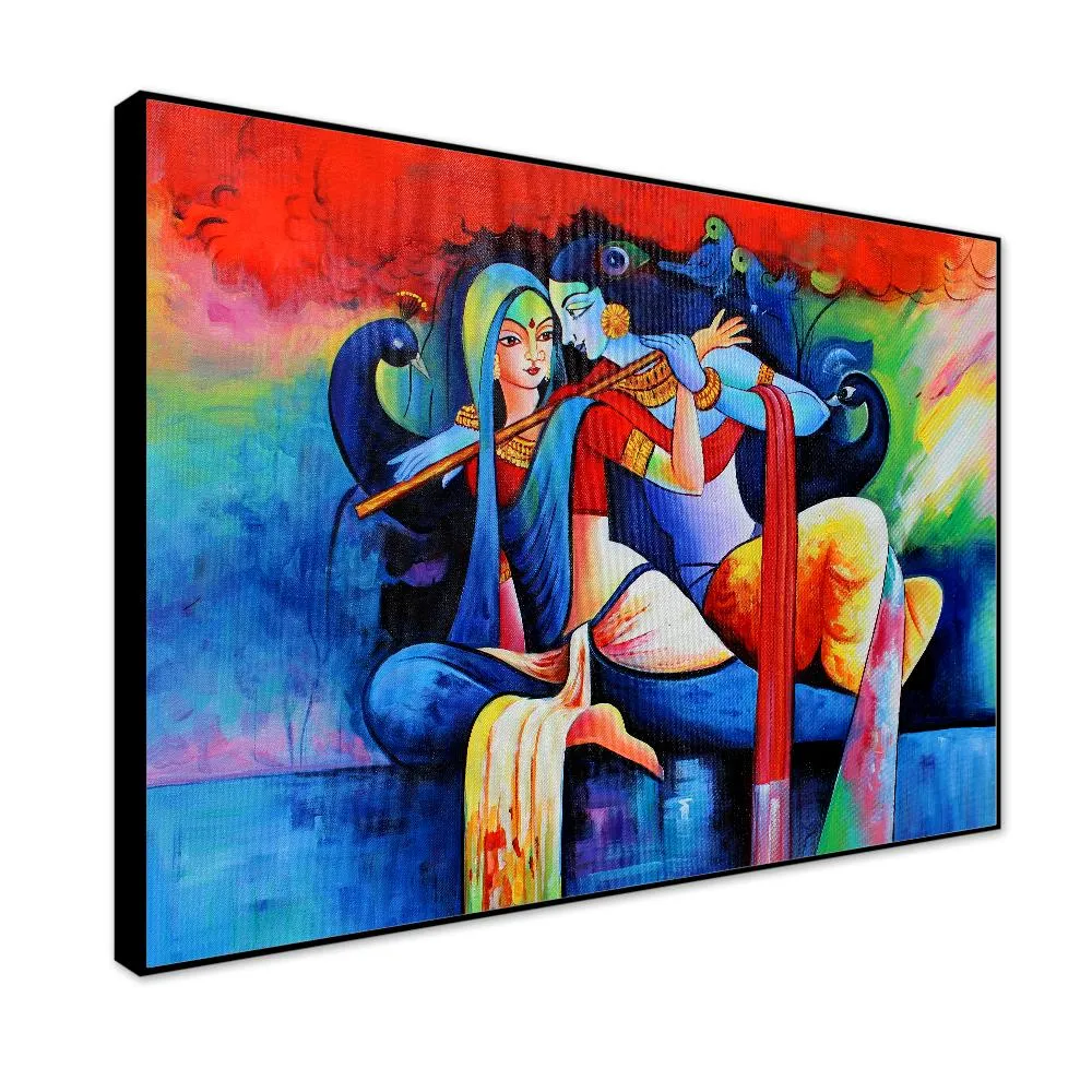 The Serene Love Of Radha Krishna Framed Wall Art With Frame
