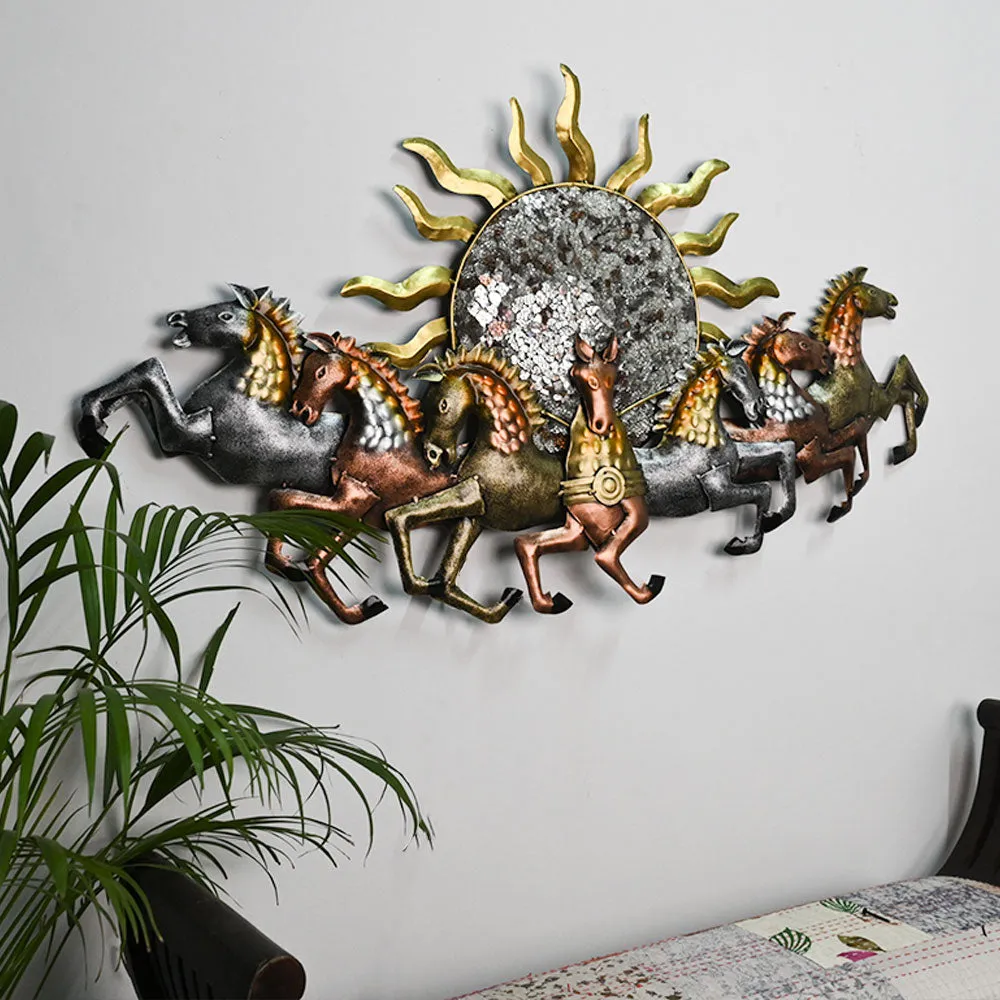The Seven Horses Metal Wall Art With LED Lights
