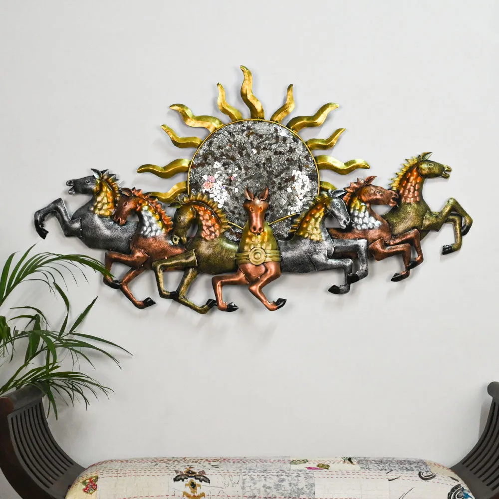 The Seven Horses Metal Wall Art With LED Lights