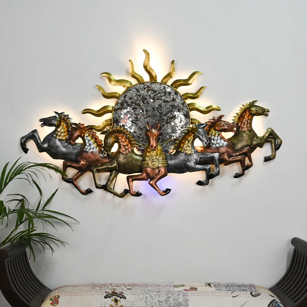 The Seven Horses Metal Wall Art With LED Lights