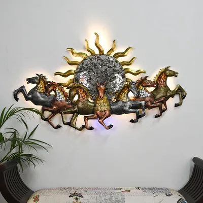 The Seven Horses Metal Wall Art With LED Lights