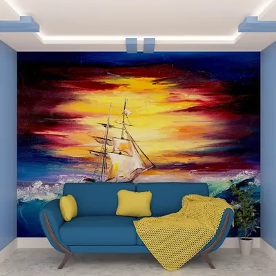 The Ship &amp; the Storm Wallpaper / High Quality HP Woven WallPaper /  size 12 ft x 10 ft