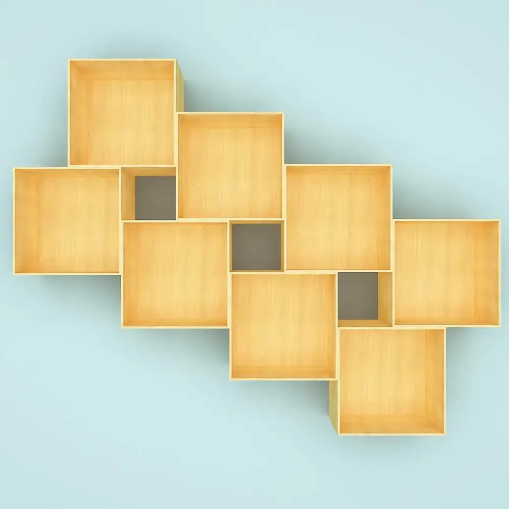 The Stack Wood Wall Cabinet / Book Shelf, Light Oak Finish