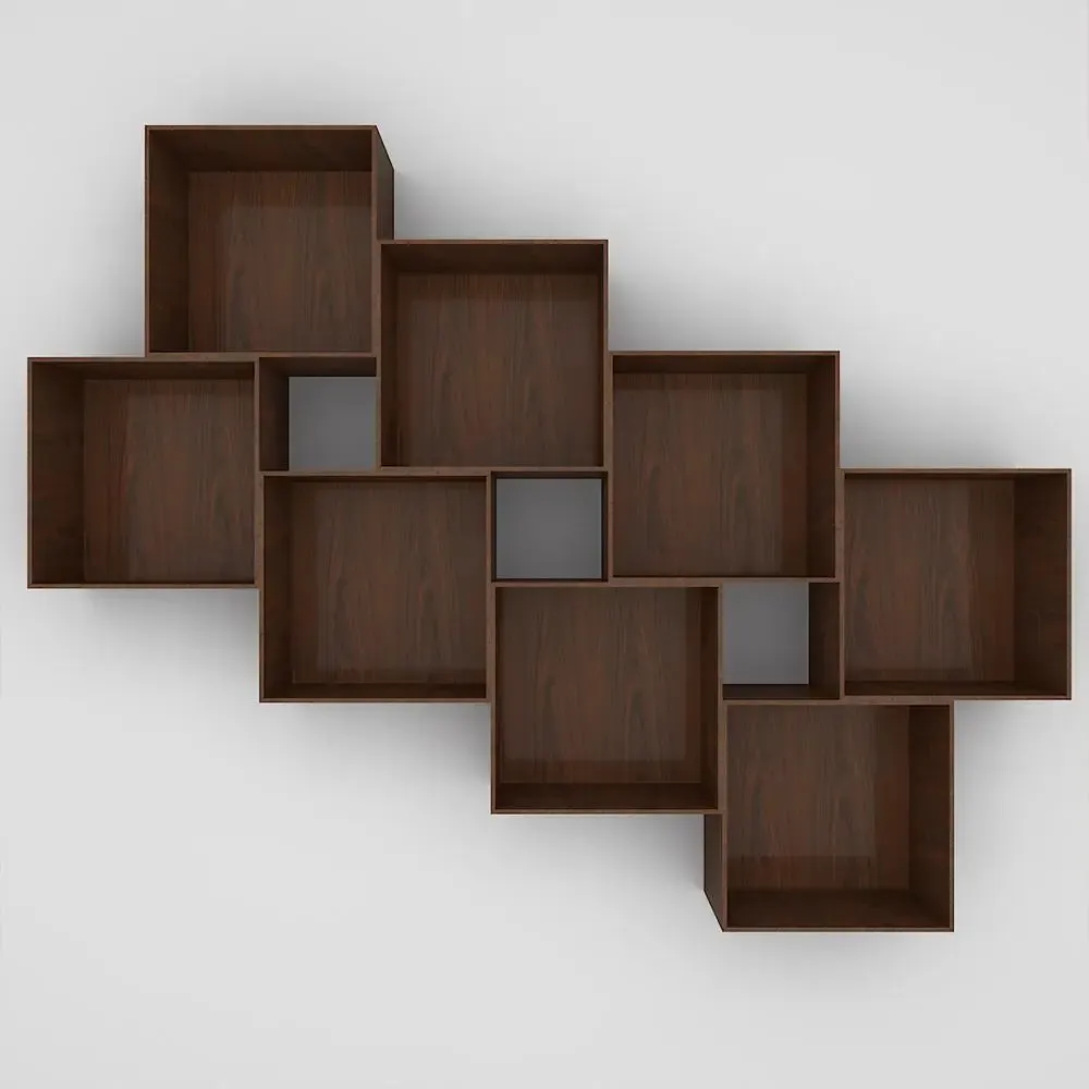 The Stack Wood Wall Cabinet / Book Shelf, Walnut Finish