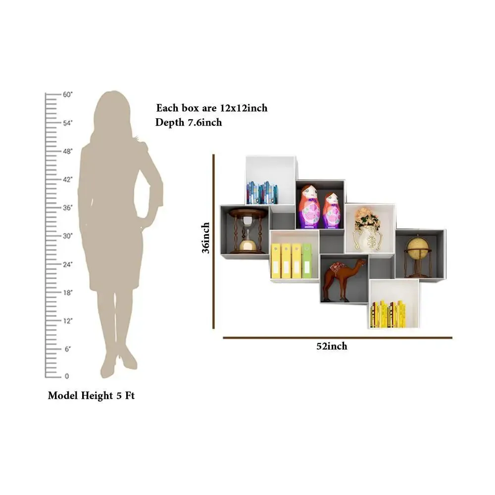 The Stack Wood Wall Cabinet / Book Shelf, White &amp; Grey Color