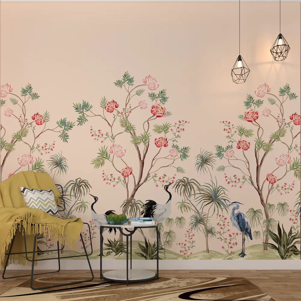 The Sweet Garden Peach Premium Quality Wallpaper