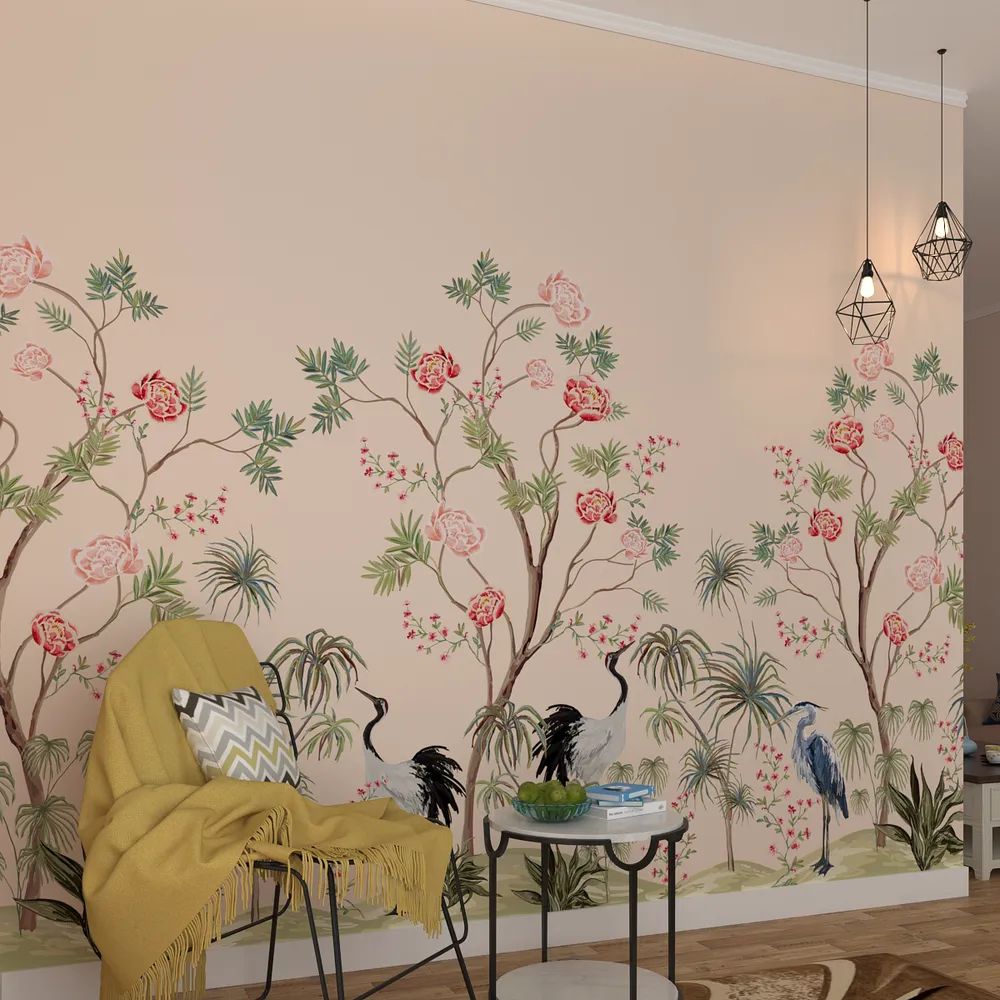 The Sweet Garden Peach Premium Quality Wallpaper