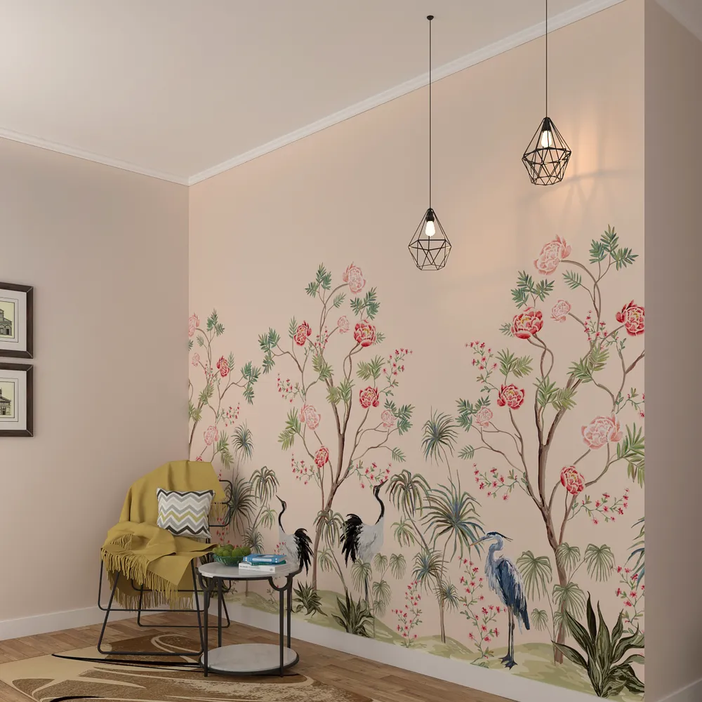 The Sweet Garden Peach Premium Quality Wallpaper