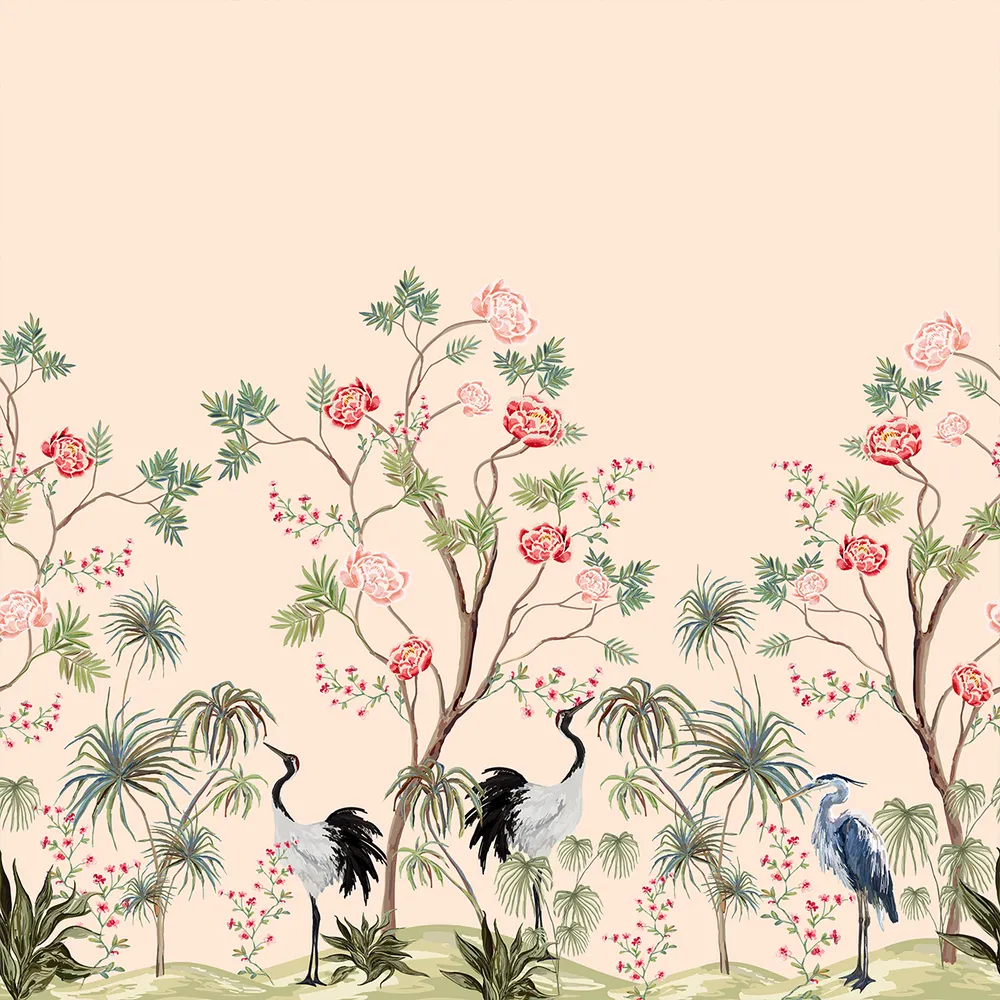 The Sweet Garden Peach Premium Quality Wallpaper