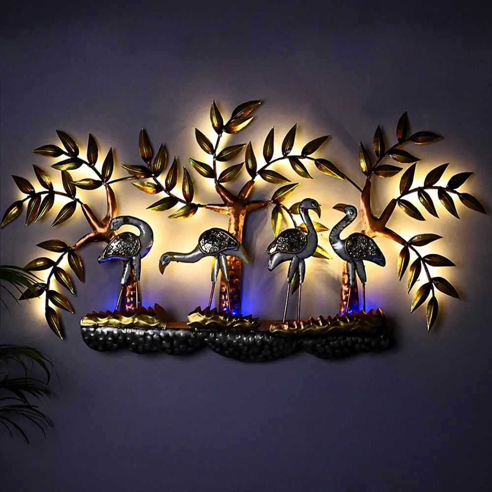 The Tropical Flamingo Metal Wall Art With LED Lights