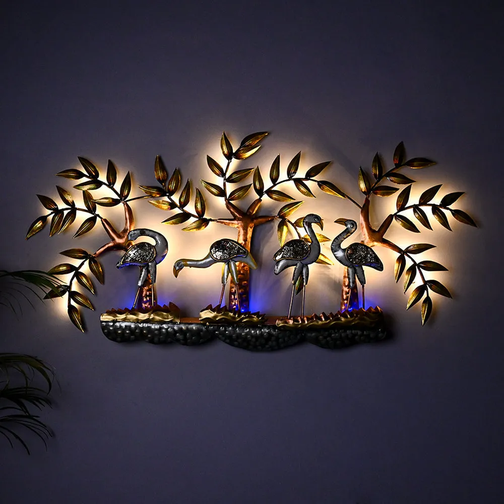 The Tropical Flamingo Metal Wall Art With LED Lights