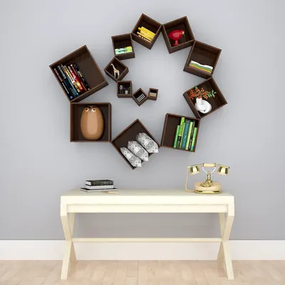 The Warp Wood Wall Cabinet / Book Shelf, Walnut Finish