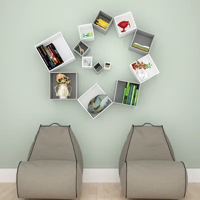 The Warp Wood Wall Cabinet / Book Shelf, White &amp; Grey Color