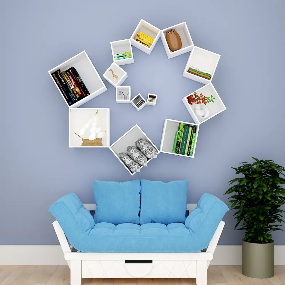 The Warp Wood Wall Cabinet / Book Shelf, White Color