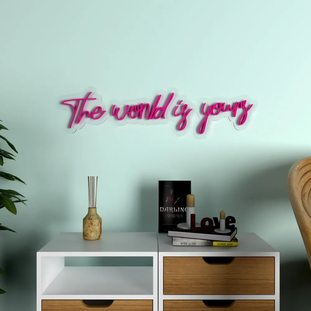 The World is yours" Neon LED Light (Available in Multiple Colors) Red