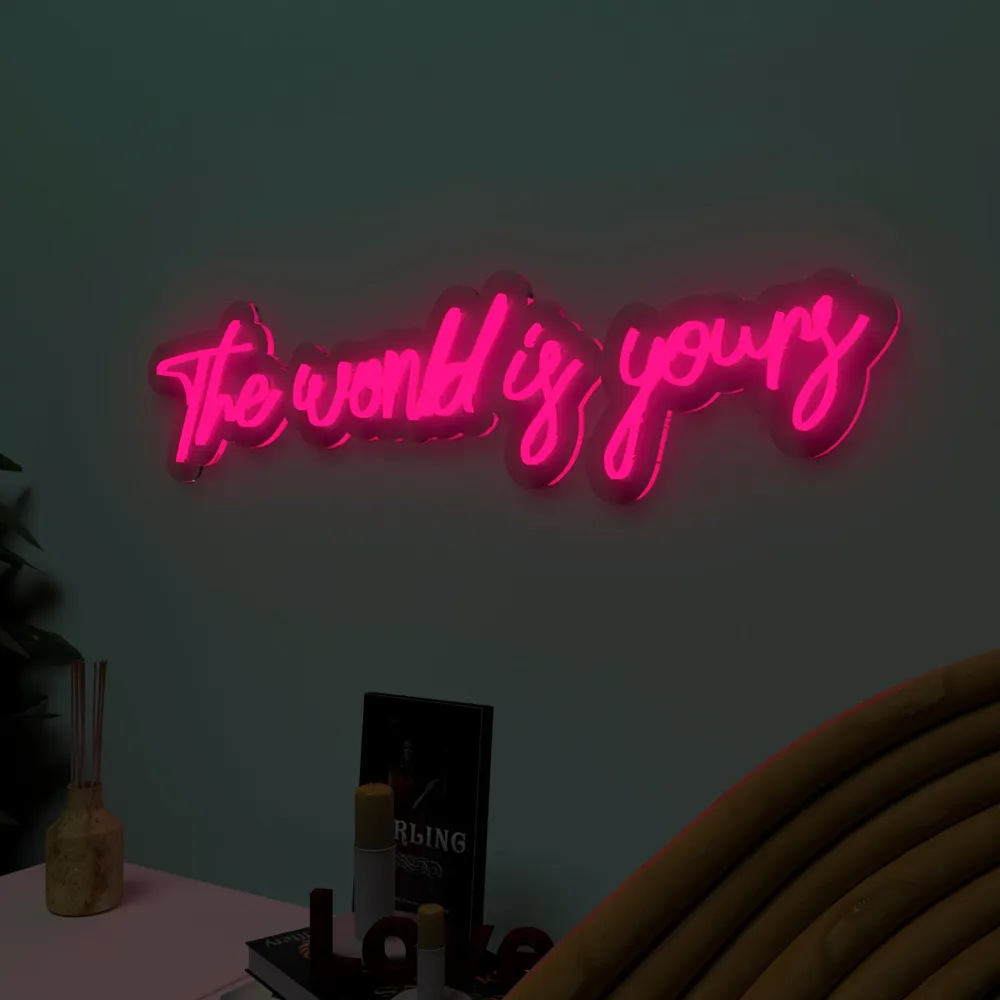The World is yours" Neon LED Light (Available in Multiple Colors) Red