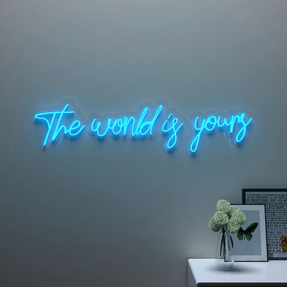 The World is yours" Neon LED Light (Available in Multiple Colors) Red