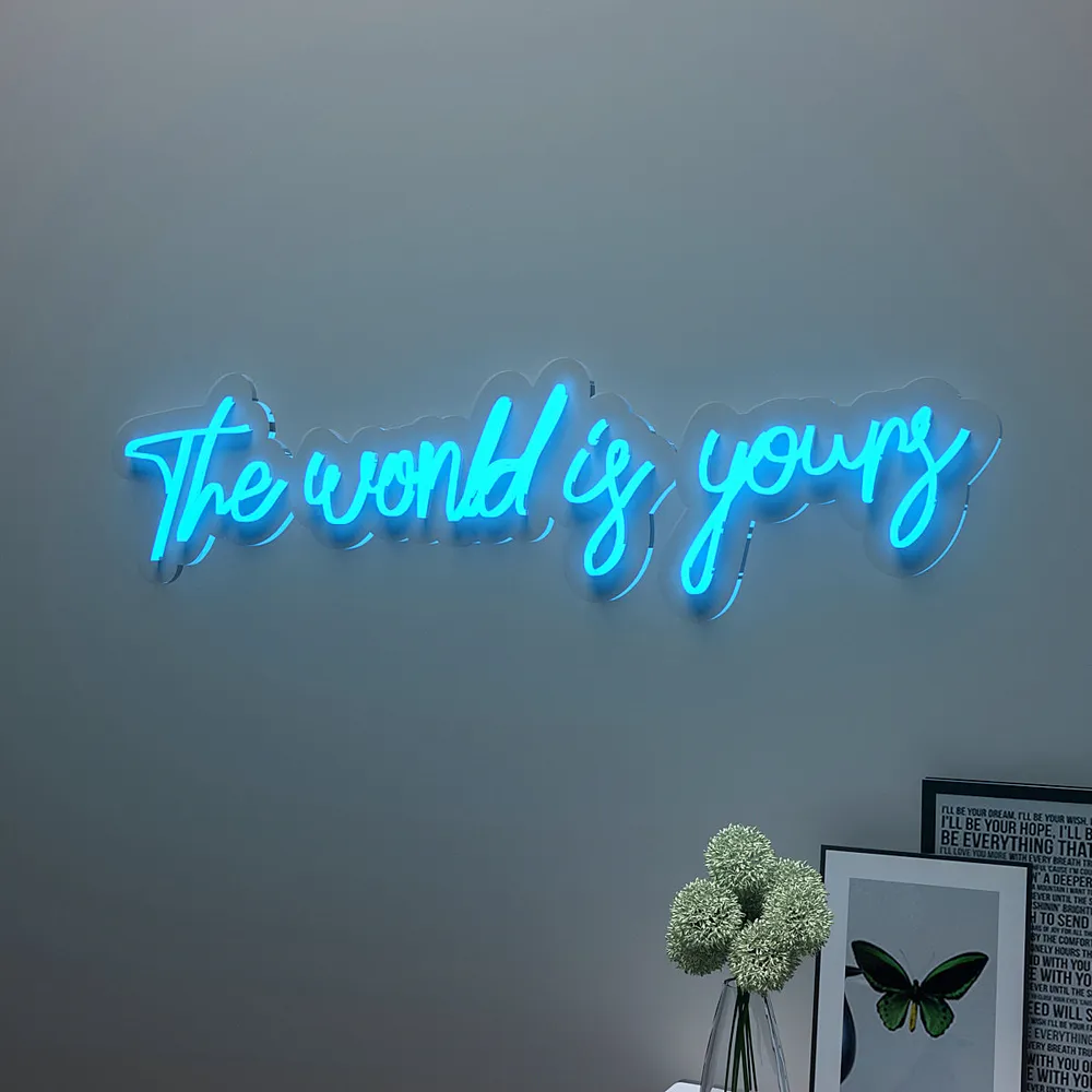 The World is yours" Neon LED Light (Available in Multiple Colors) Red