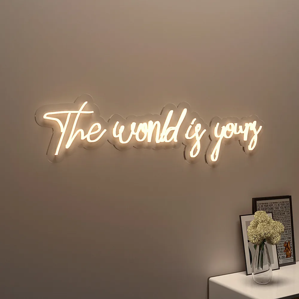 The World is yours" Neon LED Light (Available in Multiple Colors) Red